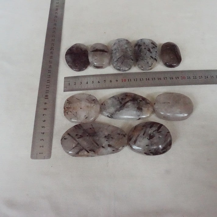 2KG 4.4LB 20Pcs Natural Black Hair Tourmaline Quartz Crystal Palm Stone Healing Wholesales