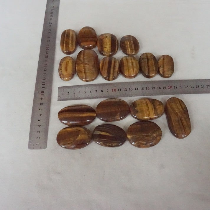 4.4LB 34Pcs Natural Yellow Tiger Eye Quartz Crystal Palm Tumbled Stones Healing Bulk