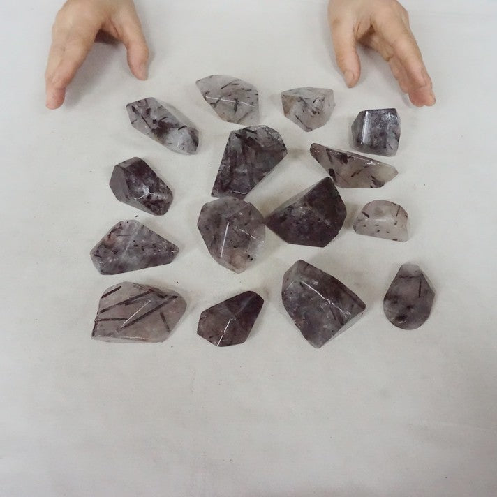 2KG  4.4LB 30Pcs Natural Black Hair Tourmaline Quartz Crystal Stone Tumbled Healing Bulk