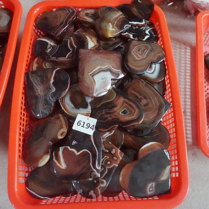 2KG 4.4LB 10Pcs Natural Banded Carnelian Agate Crystal Geode Heart Carved Healing