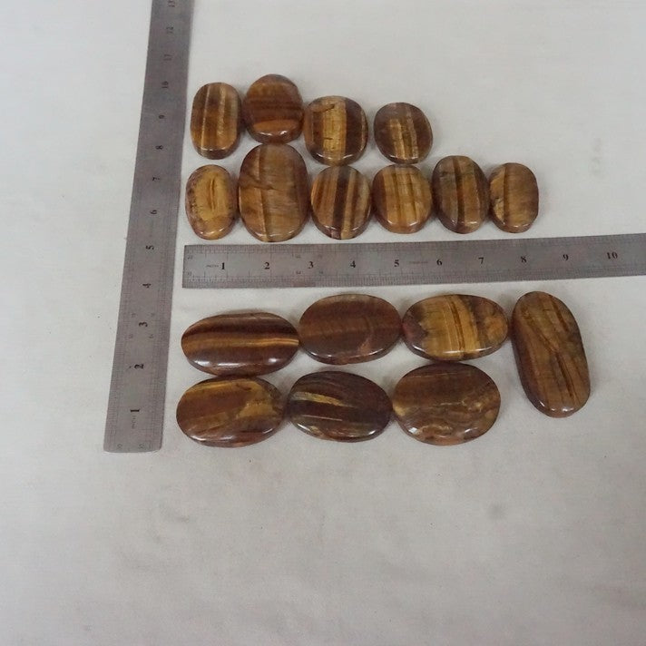 4.4LB 34Pcs Natural Yellow Tiger Eye Quartz Crystal Palm Tumbled Stones Healing Bulk