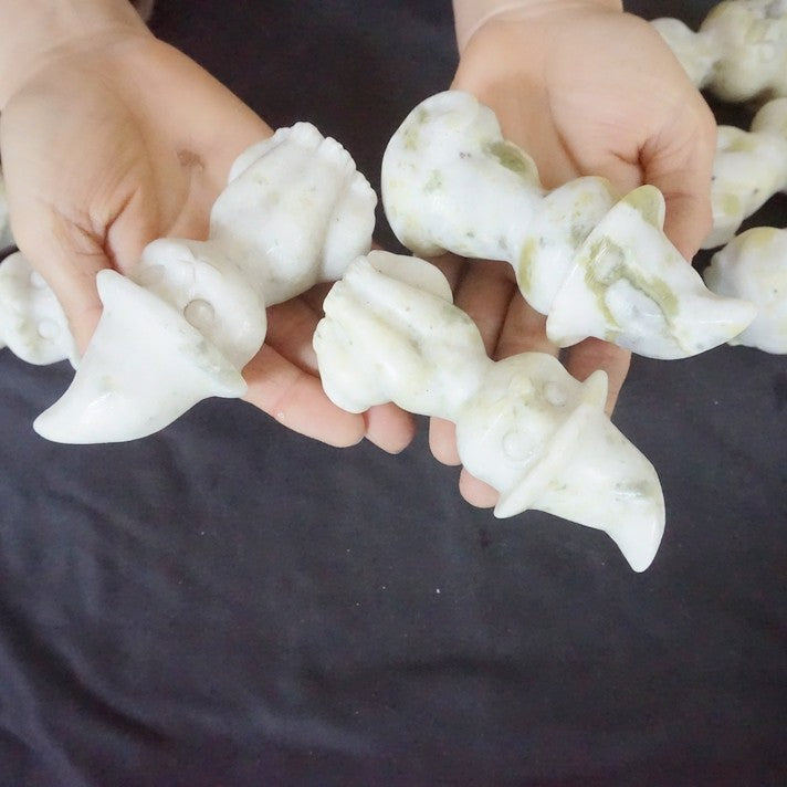 10Pcs 2.5KG 5.5LB Natural Cauliflower Jasper Crystal Wizard Cat Carved Sculpture Carvings Healing
