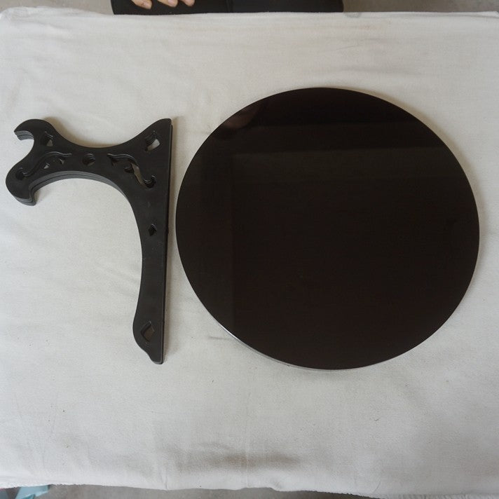 7.6LB 11.6" Big Natural Obsidian Quartz Crystal Mirror Disc Carving Healing 30cm
