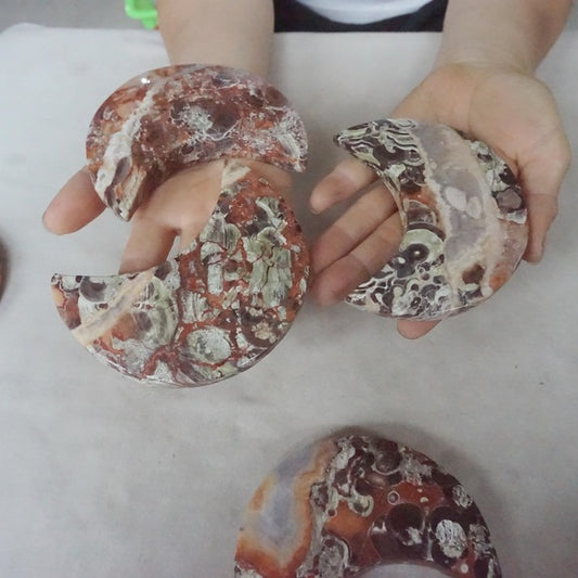 10Pcs 1.8KG Natural Money Agate Wealth Abundance Crystal Moon Chakra Stone Healing