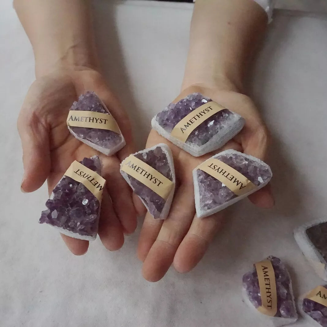 5 Boxes,60Pcs Raw Natural Purple Amethyst Quartz Crystal Cluster Points Brazil.Wholesales Lot.