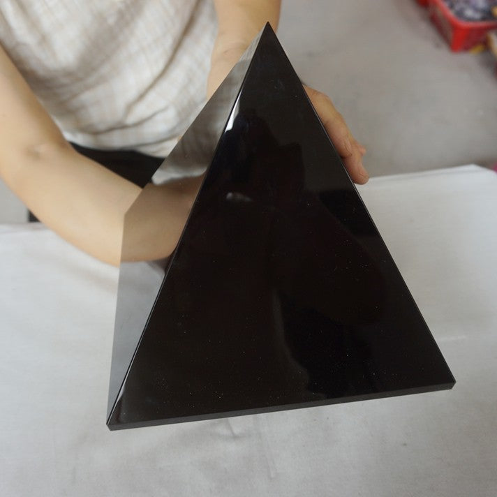 14.9LB 7.7" Natural Reiki Energy Charged Black Obsidian Pyramid Crystal Healing