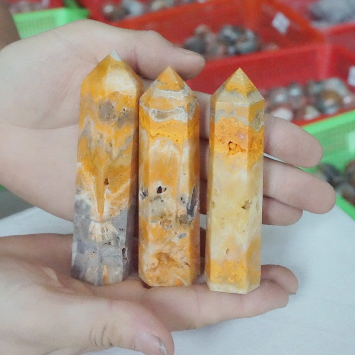 22Pcs 2KG 4.4LB Natural Bumble Bee Jasper Quartz Crystal Point Tower Obelisk Healing