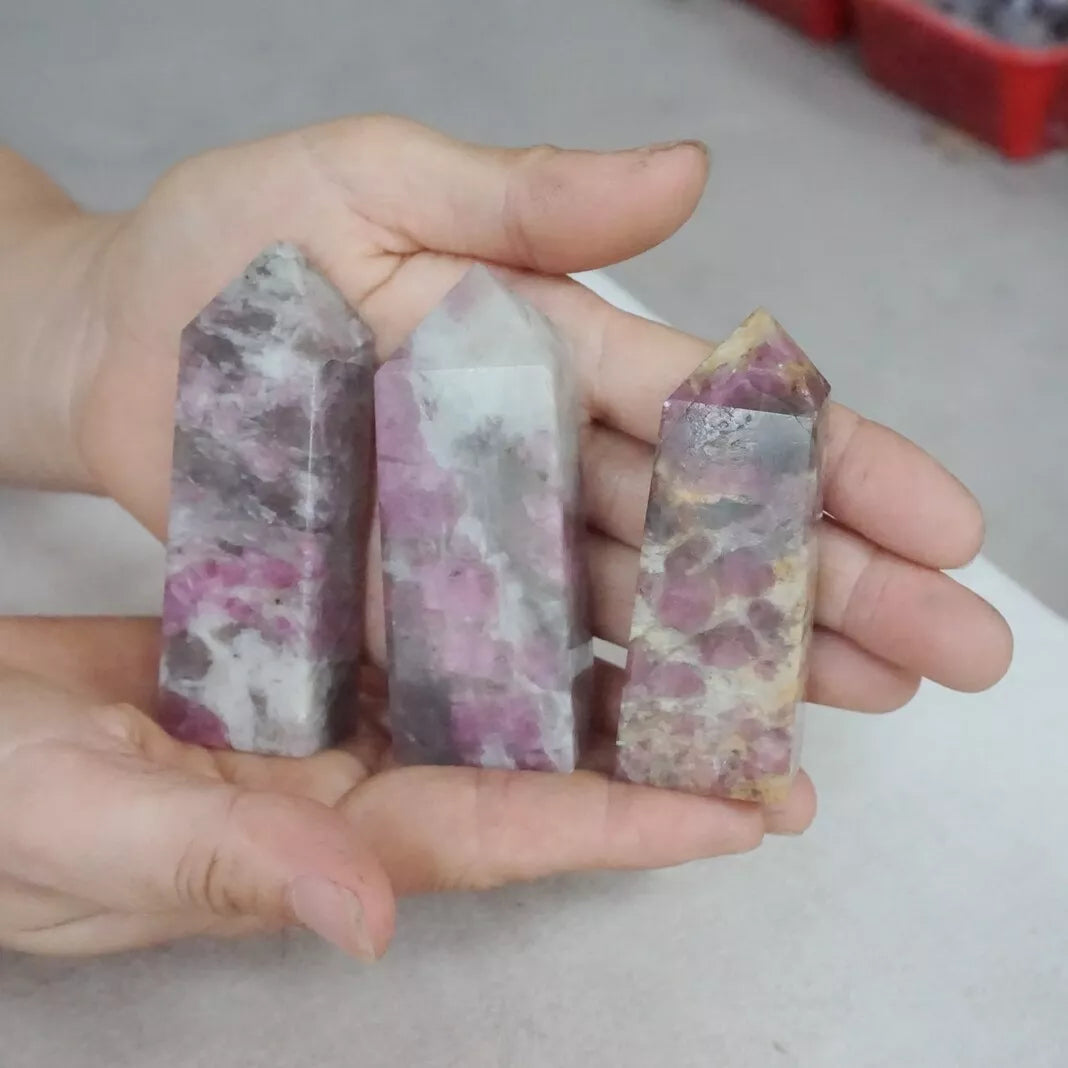 2KG,4.4LB 22Pcs Natural Red Tourmaline Quartz Crystal Points Tower Obelisk Healing,Wholesales Lot.