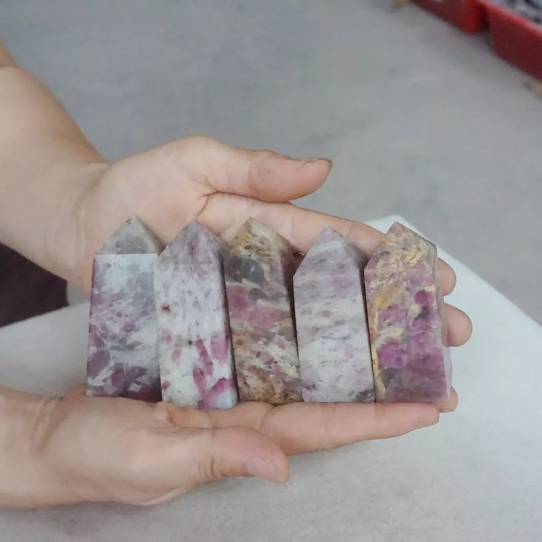 2KG,4.4LB 22Pcs Natural Red Tourmaline Quartz Crystal Points Tower Obelisk Healing,Wholesales Lot.