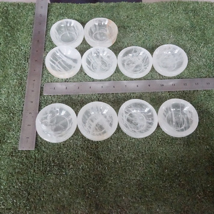 10Pcs 4.6LB Natural White Clear Quartz Crystal Bowl Carving Healing Wholesales
