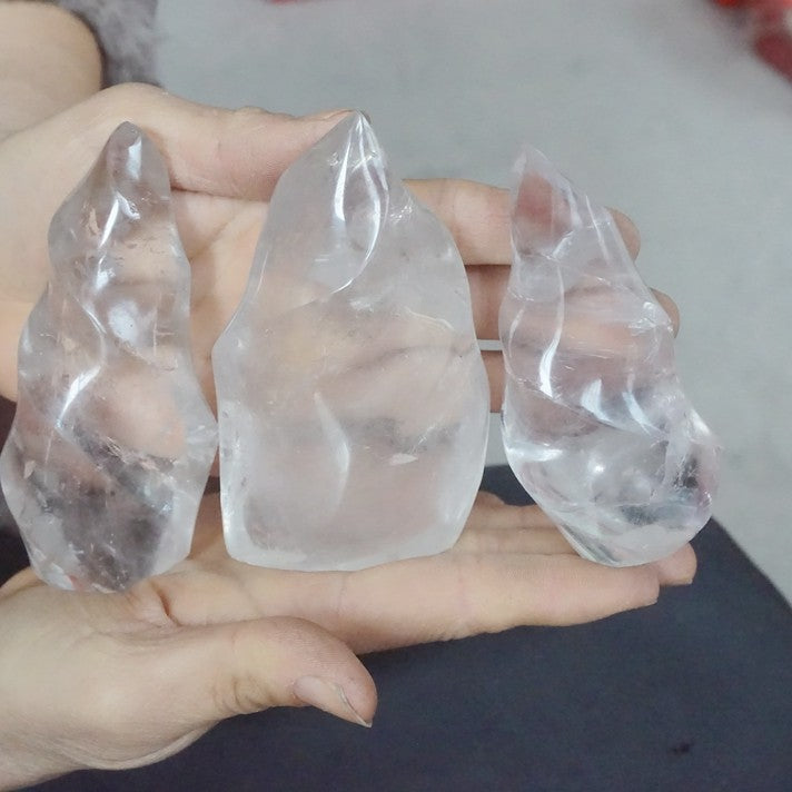 5KG 11LB 25Pcs Natural Clear White Quartz Crystal Flame Point Carved Polished Healing