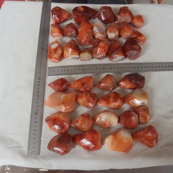 5KG 11LB 35Pcs Natural Red Carnelian Agate Crystal Flame Point Carved Polished Healing