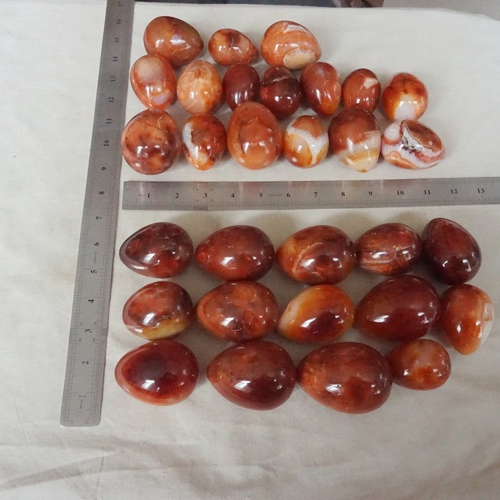 5KG 11LB 30Pcs Natural Red Carnelian Agate Quartz Crystal Egg Carved Polished Healing