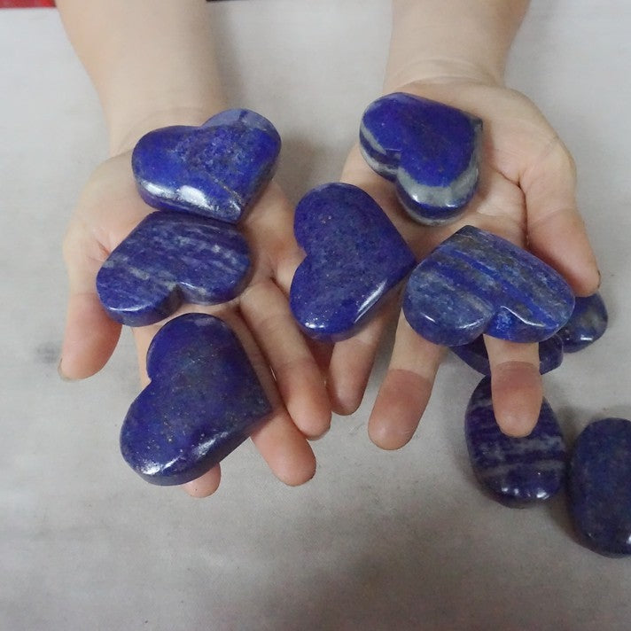 24 Pcs 2KG 4.4LB Natural Lapis Lazuli & Pyrite Crystal Palm Stone and Heart Carved Healing