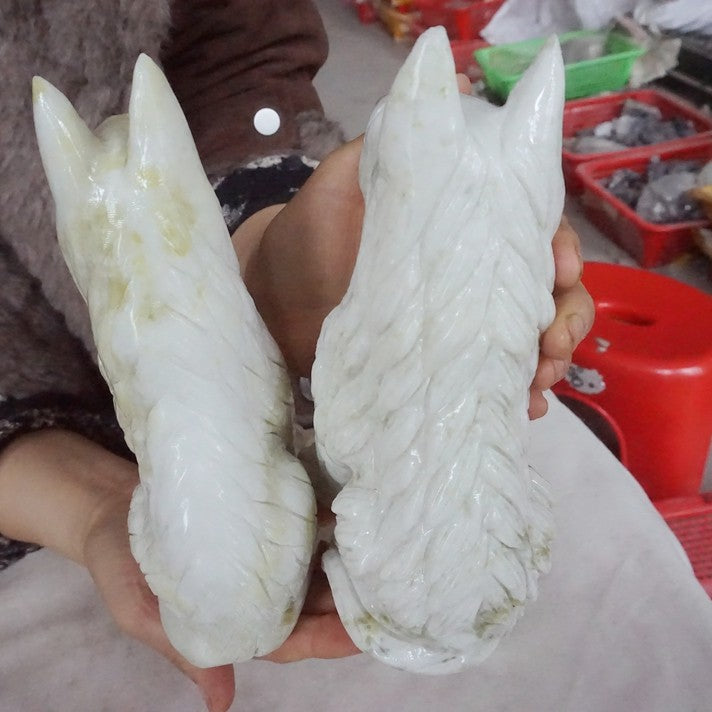 19.4LB 5Pcs Natural Serpentine Jade Xiuyu Crystal Wolf Carved Liaoning China