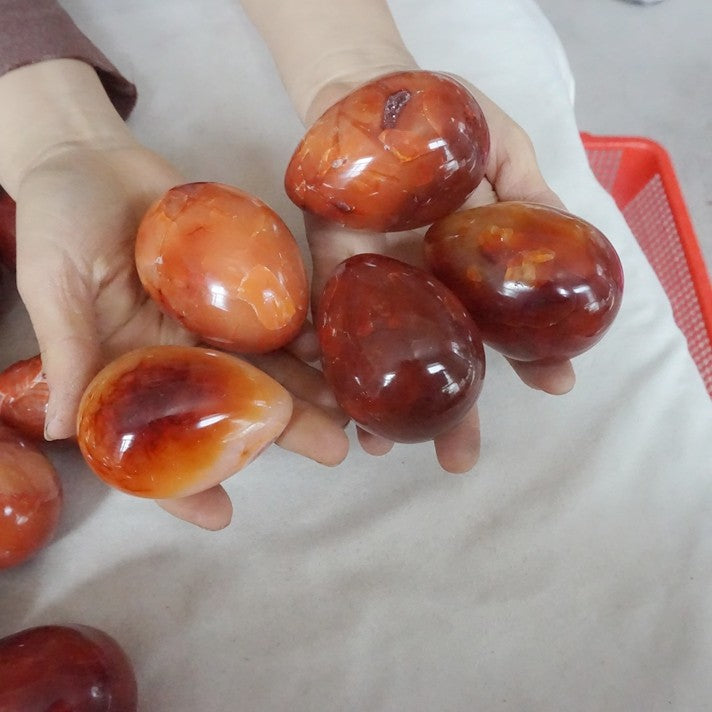 5KG 11LB 30Pcs Natural Red Carnelian Agate Quartz Crystal Egg Carved Polished Healing
