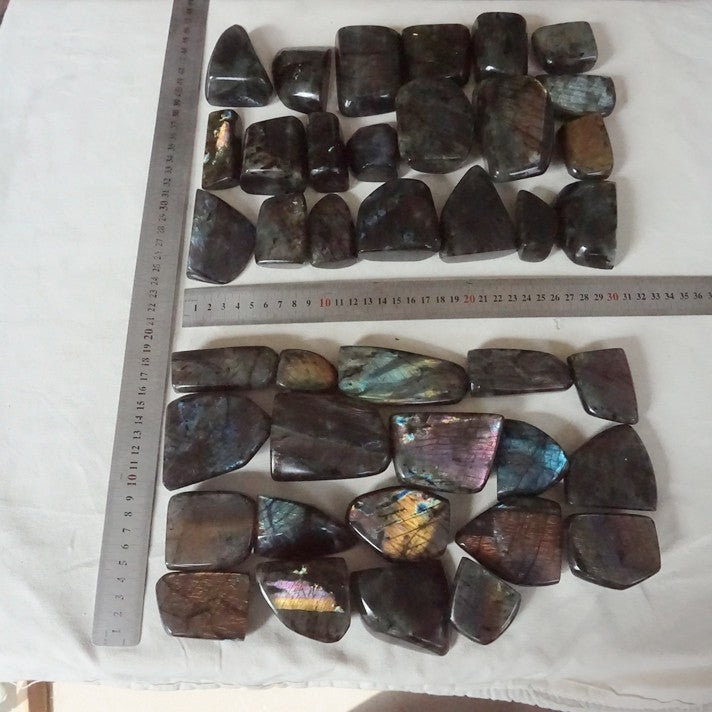 5Kg 11LB 40Pcs Natural Rainbow Labradorite Quartz Crystal Palm Stone Decoration Healing