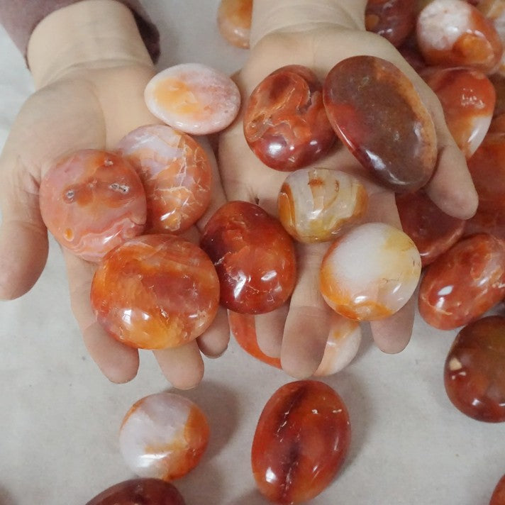 5KG 11LB 70Pcs Natural Red Carnelian Agate Crystal Palm Stone Polished Healing