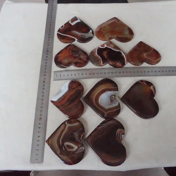 2KG 4.4LB 10Pcs Natural Banded Carnelian Agate Crystal Geode Heart Carved Healing