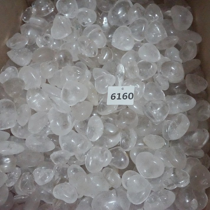 11LB 160Pcs Natural White Clear Quartz Crystal Heart Palm Tumbled Stone Healing