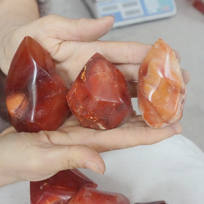 5KG 11LB 35Pcs Natural Red Carnelian Agate Crystal Flame Point Carved Polished Healing