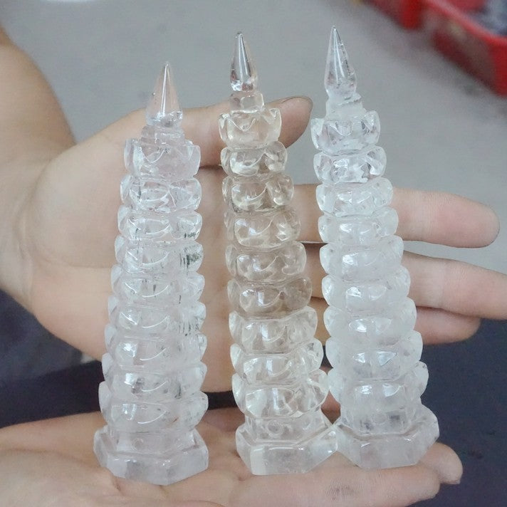 10Pcs Cute Natural Clear Quartz Crystal Point wenchang Tower Pagoda Healing