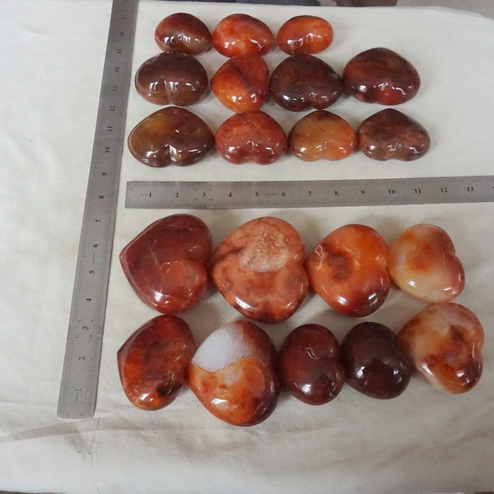 5KG 11LB 20Pcs Natural Red Carnelian Agate Quartz Crystal Heart Carved Healing