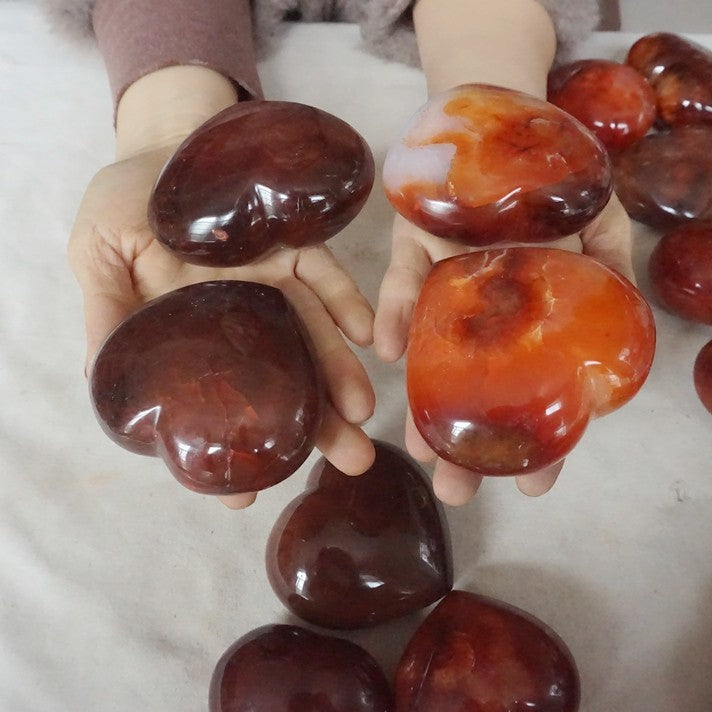 5KG 11LB 20Pcs Natural Red Carnelian Agate Quartz Crystal Heart Carved Healing