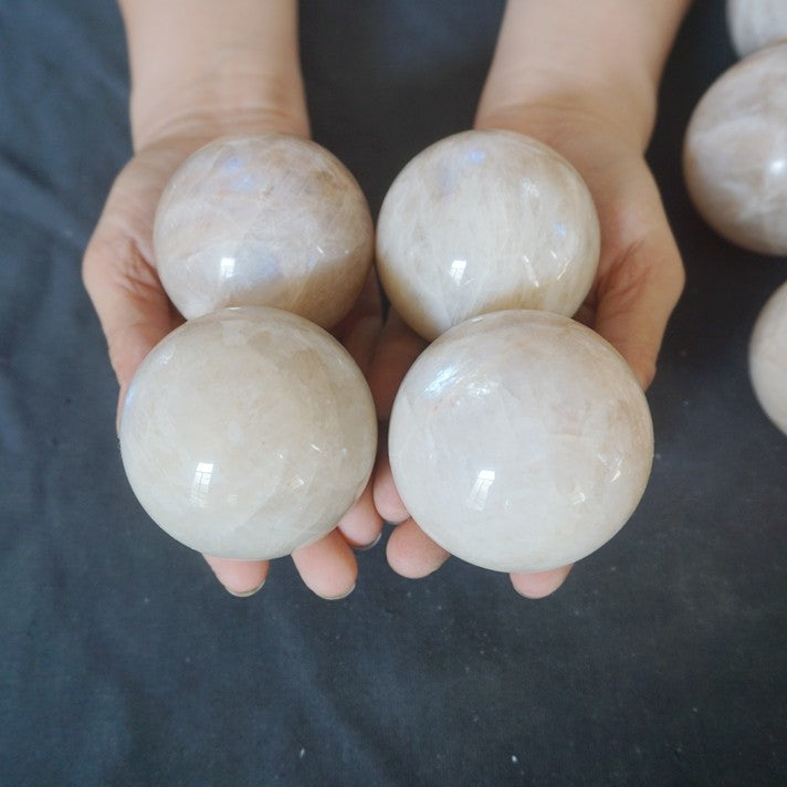 5KG 11LB 15Pcs Natural Blue Rainbow Moonstone Belomorite Crystal Sphere Ball Healing