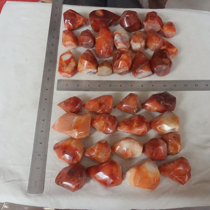 5KG 11LB 35Pcs Natural Red Carnelian Agate Crystal Flame Point Carved Polished Healing