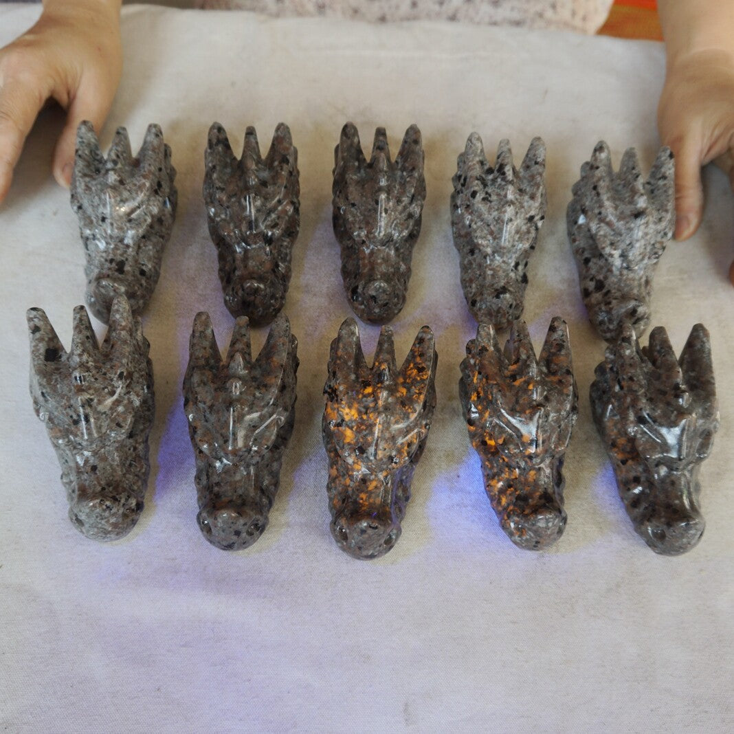 10Pcs 10cm Yooperlite Fire Stone Crystal Dragon Flashing Flame Under Ultraviolet