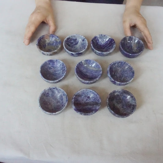 10Pcs 3.3LB Natural Blue Sodalite Stone Quartz Crystal Bowl Carving Healing wholesales