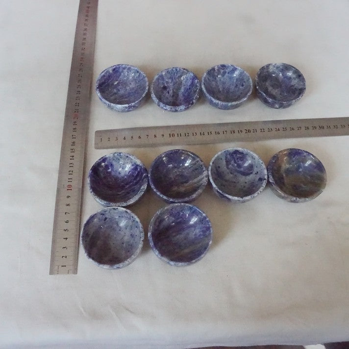 10Pcs 3.3LB Natural Blue Sodalite Stone Quartz Crystal Bowl Carving Healing wholesales