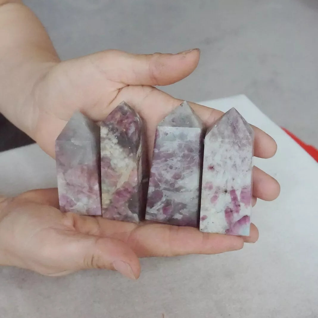 2KG,4.4LB 22Pcs Natural Red Tourmaline Quartz Crystal Points Tower Obelisk Healing,Wholesales Lot.