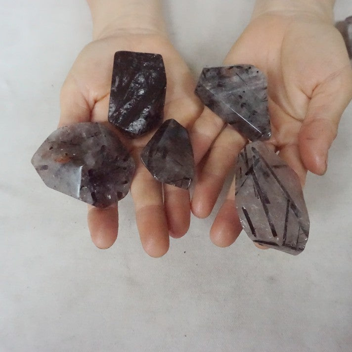 2KG  4.4LB 30Pcs Natural Black Hair Tourmaline Quartz Crystal Stone Tumbled Healing Bulk
