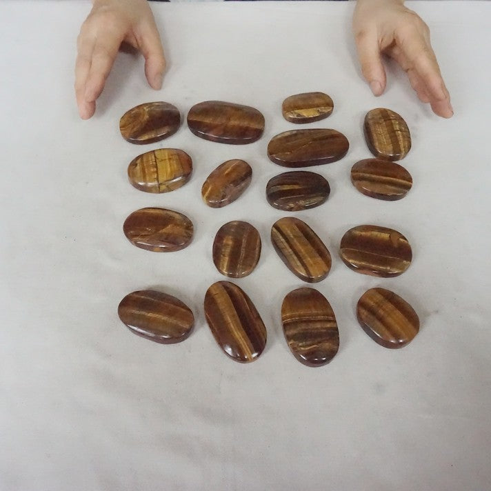 4.4LB 34Pcs Natural Yellow Tiger Eye Quartz Crystal Palm Tumbled Stones Healing Bulk