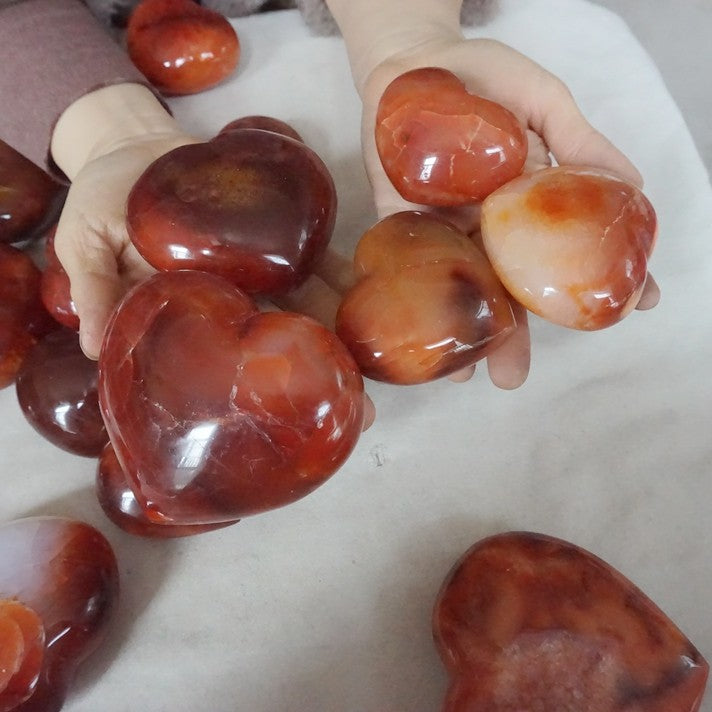 5KG 11LB 20Pcs Natural Red Carnelian Agate Quartz Crystal Heart Carved Healing