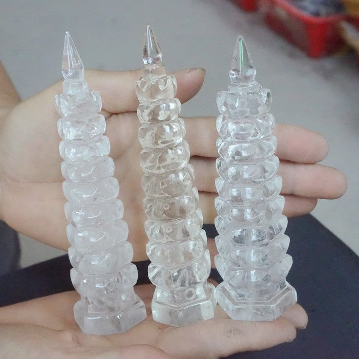 10Pcs Cute Natural Clear Quartz Crystal Point wenchang Tower Pagoda Healing