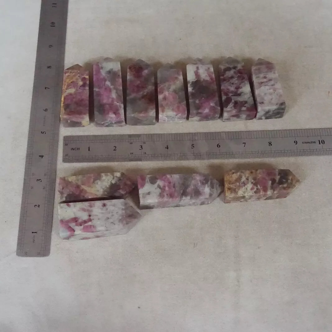 2KG,4.4LB 22Pcs Natural Red Tourmaline Quartz Crystal Points Tower Obelisk Healing,Wholesales Lot.