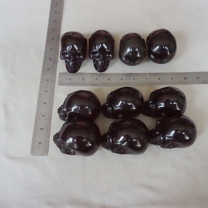 6.8LB 10Pcs Natural Black Obsidian Quartz Crystal Skull Head Carving Healing 8cm
