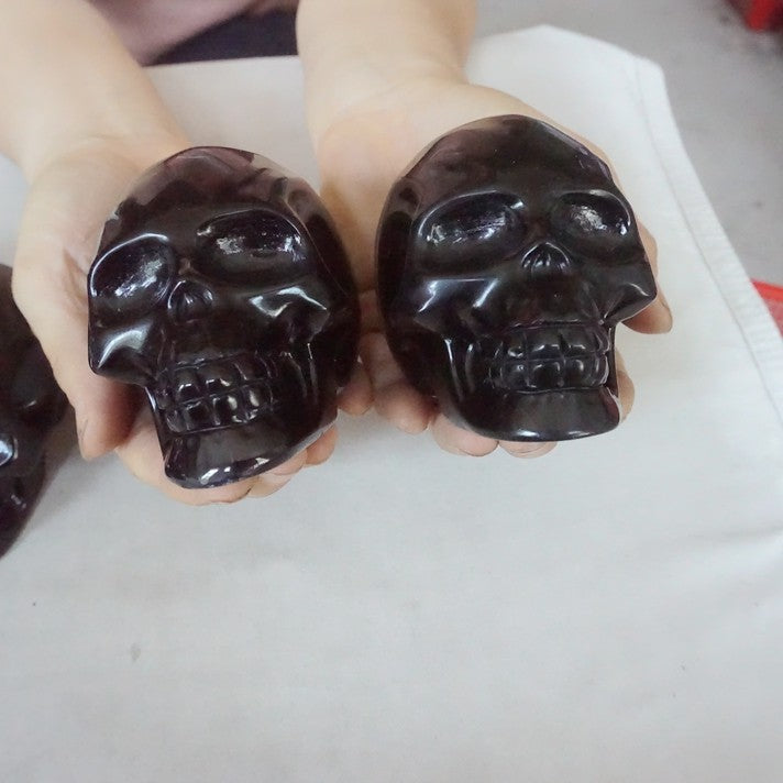 10Pcs 11LB Natural Black Obsidian Quartz Crystal Skull Head Carving Healing 10cm