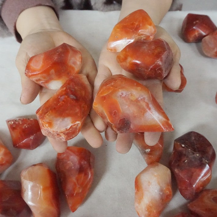 5KG 11LB 35Pcs Natural Red Carnelian Agate Crystal Flame Point Carved Polished Healing