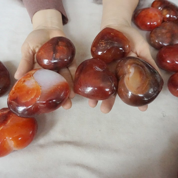 5KG 11LB 20Pcs Natural Red Carnelian Agate Quartz Crystal Heart Carved Healing
