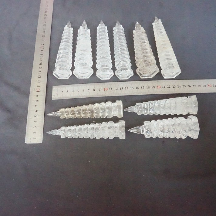 10Pcs Cute Natural Clear Quartz Crystal Point wenchang Tower Pagoda Healing