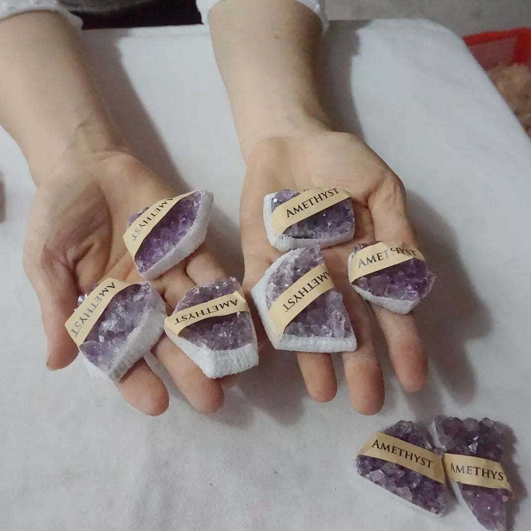 5 Boxes,60Pcs Raw Natural Purple Amethyst Quartz Crystal Cluster Points Brazil.Wholesales Lot.