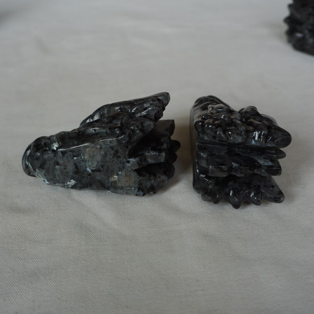 10Pcs 1.8KG 4LB Natural Flashy Larvikite Labradorite Crystal Dragon Head Carving 8cm