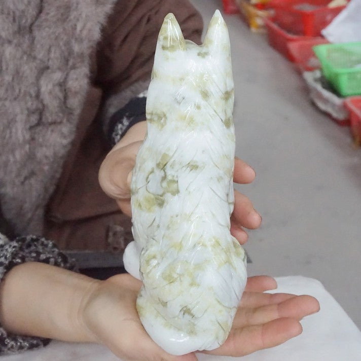 19.4LB 5Pcs Natural Serpentine Jade Xiuyu Crystal Wolf Carved Liaoning China