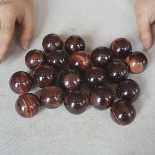 2KG 4.4LB 38Pcs Natural Red Tiger Eye Quartz Crystal Sphere Ball Healing 32-34mm