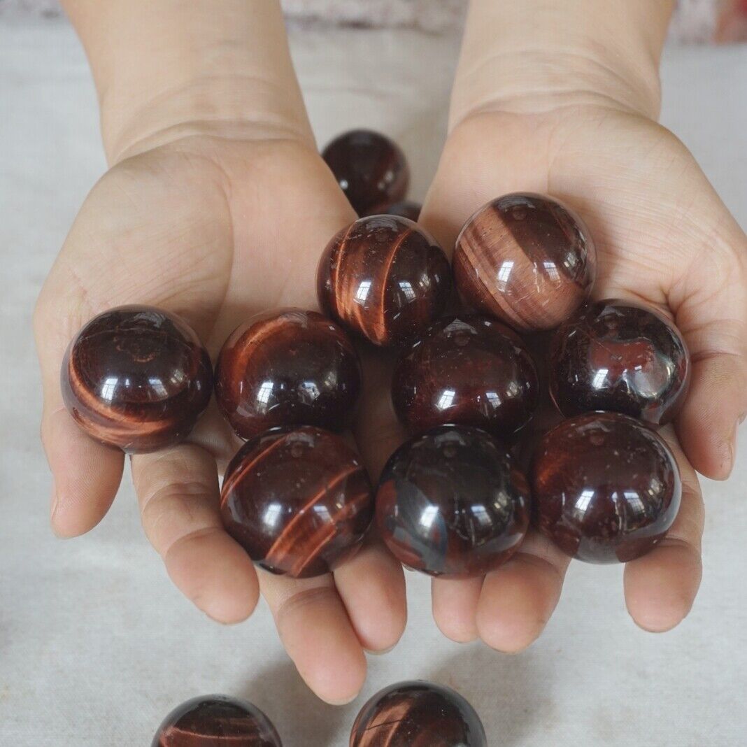 2KG 4.4LB 38Pcs Natural Red Tiger Eye Quartz Crystal Sphere Ball Healing 32-34mm