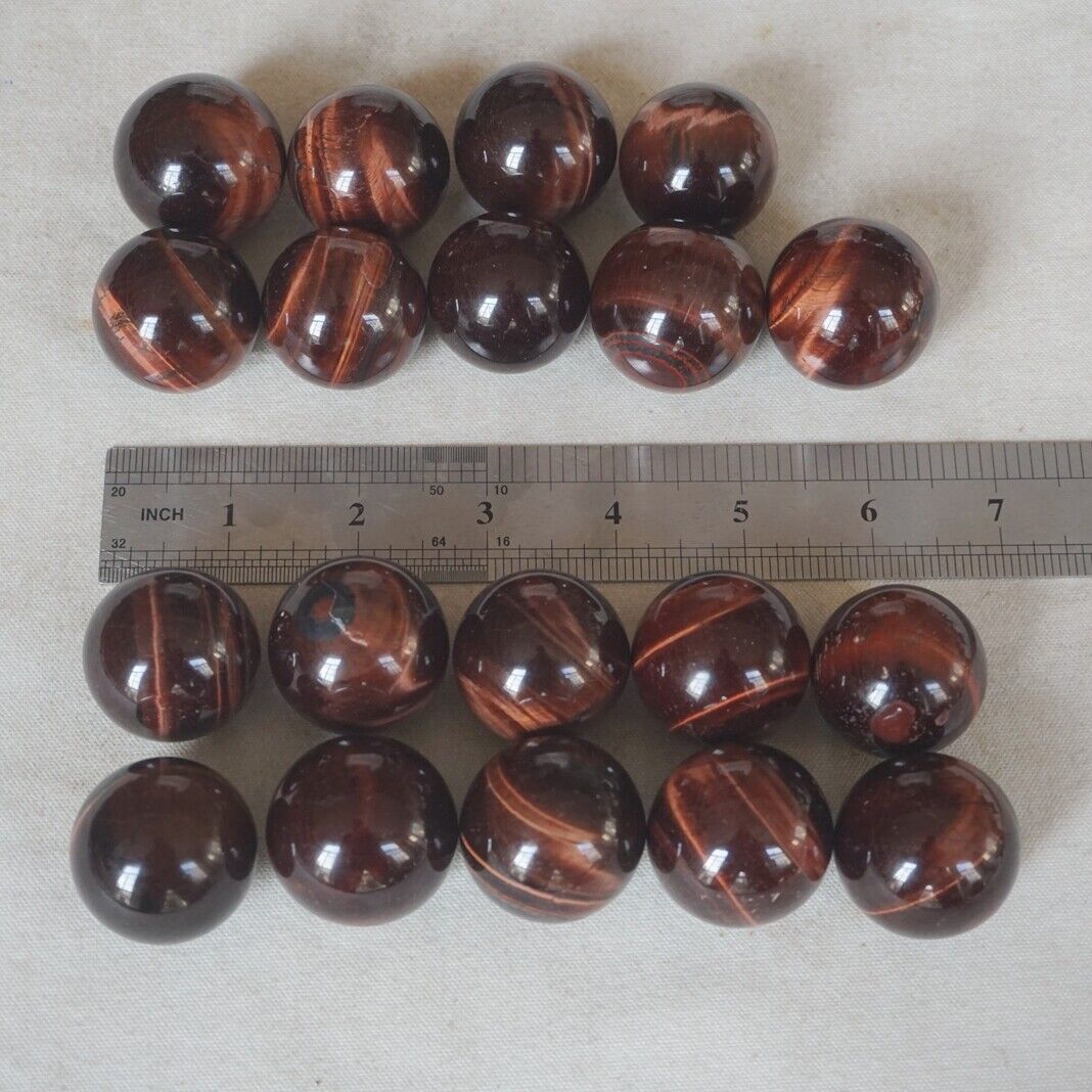 2KG 4.4LB 38Pcs Natural Red Tiger Eye Quartz Crystal Sphere Ball Healing 32-34mm